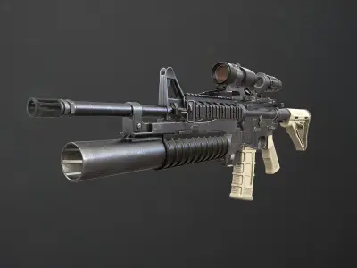 Rifle M4A1 Low-poly 3D model