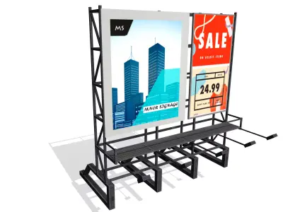 Rooftop billboard Low-poly 3D model