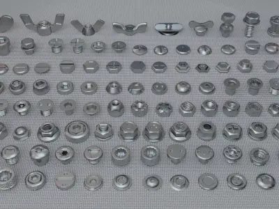 Bolts Collection - 108 pieces 3D model