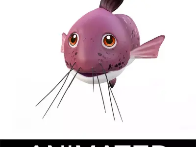 Black Eel tail Cat Fish Cartoon Animated Low-poly 3D model