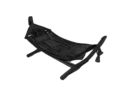 Outdoor Striped Hammock with Stand 3D model