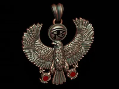 Egyptian Horus Falcon God pendant realistic 3D print model