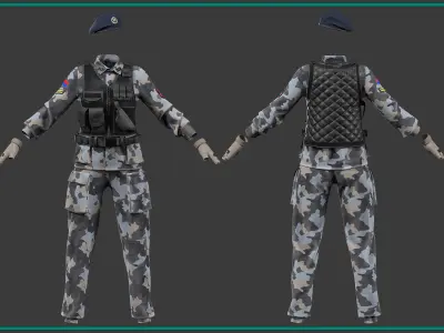 female military uniform with texture 3D model