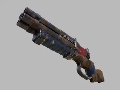 Low-poly shotgun Double Doublet Low-poly 3D model