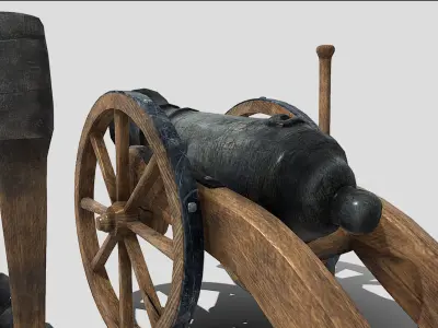 Old Iron Cannon Low-poly 3D model