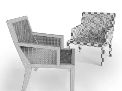 PAIR OF RATTAN ARMCHAIR 3D model
