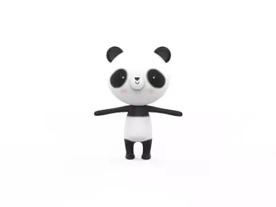 Stylized Character 001 Panda Low-poly 3D model