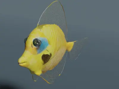 butterfly fish animated Low-poly 3D model