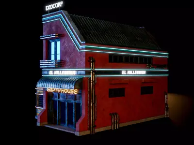 SCIFI CYBERPUNK FUTURISTIC NEON BUILDING 03 Low-poly 3D model