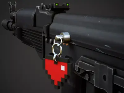8-Bit Heart Weapon Charm - Low Poly Game Ready Low-poly 3D model