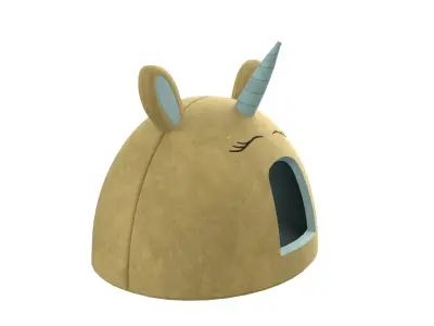 Unicorn Meow Hut Cat Hut Cat Tent Cozy Yellow 3D model