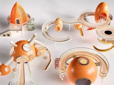 Futuristic Organic Space Playground and Modular Sci-Fi 3D model