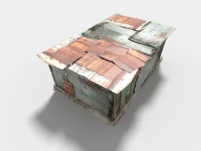 metal plates hut Low-poly 3D model