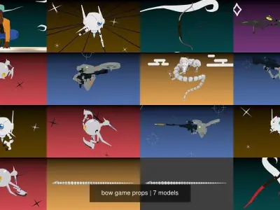 robots characters weapons anime game props low poly Rigged 3D Model Pack