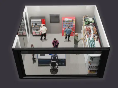 Isometric Convenience Store in blender 3D model