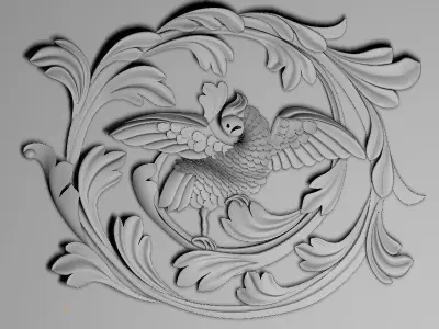 Relief Cockatoo Decoration 3D model