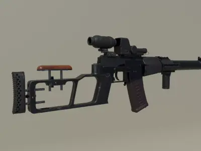 VSS Vintorez Suppresed Tactical Sniper Rifle Low-poly 3D model