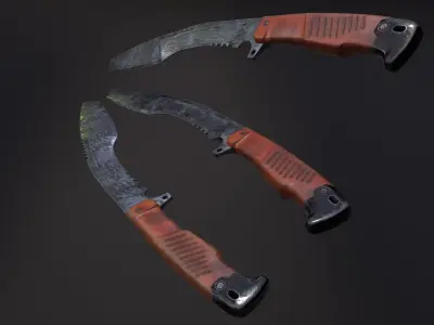 Knife Kukri - Damascus Steel Version 1 Low-poly 3D model