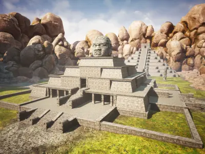 Lost Temple of the Aztecs Low-poly 3D model