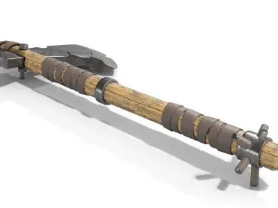 Battle Axe with Serrated Low-poly 3D model