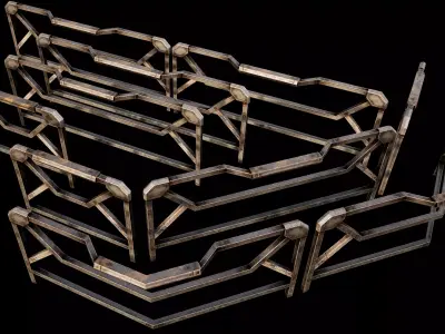 Modular Guardrail - sci fi architectural Low-poly 3D model