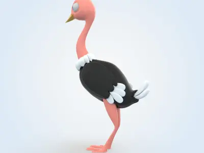 Ostrich in suit 3D model