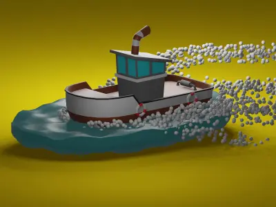 3D ship low poly animated Free low-poly 3D model