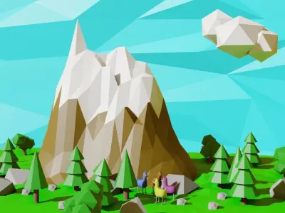 Asset pack low poly Free low-poly 3D model