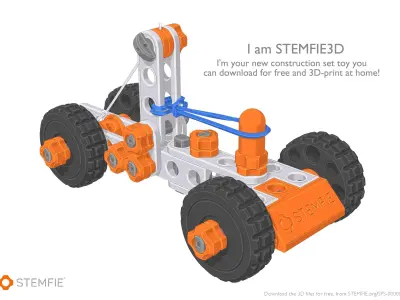 STEMFIE rubber-band-driven car Free 3D print model