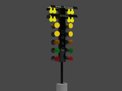 drag racing tree lights Low-poly 3D model