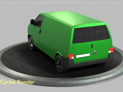 City Car 42 Commercial Transporter Type-C Green Low-poly 3D model