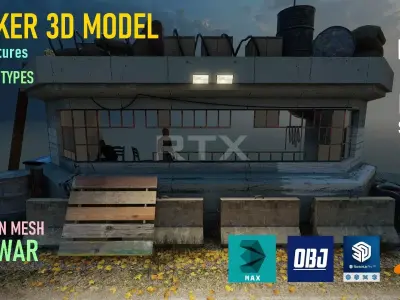 ARMY BUNKER Low-poly 3D model