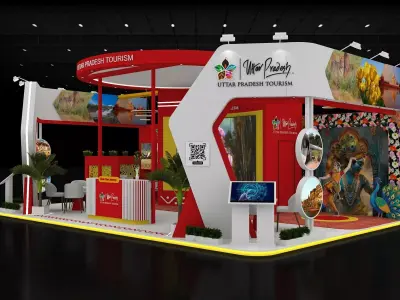 10mtr x10mtr expo stall 3side open Exhibition Stand Free low-poly 3D model