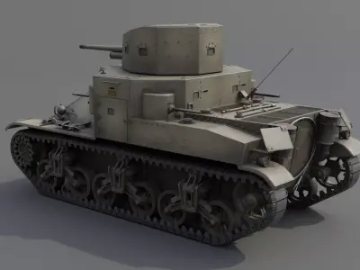 M2A1 Medium Tank Low-poly 3D model
