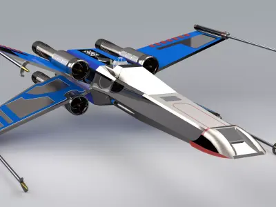 Futuristic Space Fighter Jet with Split Wings Sci-Fi Model 3D model