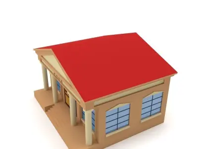 Low Poly Bank building Low-poly 3D model