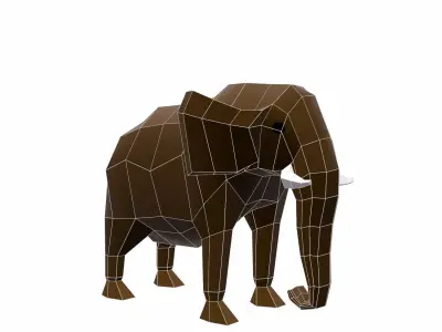 Elephant Cartoon Low-poly 3D model