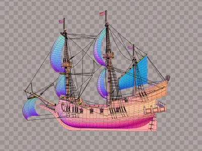 Pirate Ship Low-poly 3D model