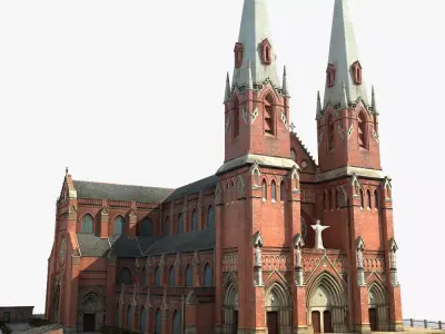 Church with steeples 3D model