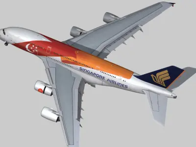 Airbus A380 Singapore Airlines 9V-SKI Low-poly 3D model