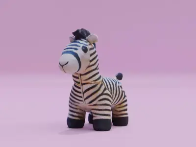 Zebra Toy Plush Free low-poly 3D model