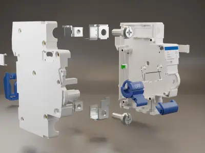 Electrical part 1pole Miniature Circuit Breaker 3D model