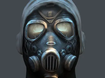 Gas mask helmet 3d model military combat fantasy cyborg Low-poly 3D model