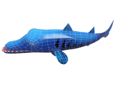 Giant Barracuda Animated Fish Low-poly 3D model
