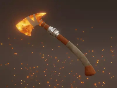 Fire Axe - Elemental Axe - Model 01 Low-poly 3D model