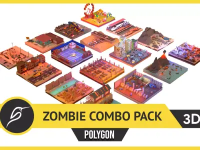 Polygon Zombie Combo Pack Low-poly 3D model