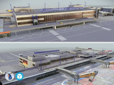 Airport Terminal Schonefeld EDDB Low-poly 3D model