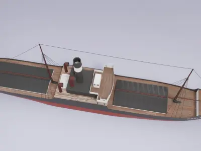 Simple model of Karlsruhe 1905 german cargo steamer ship 3D model