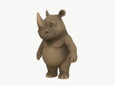High-Quality Stylized Cartoon Rhinoceros 3D model