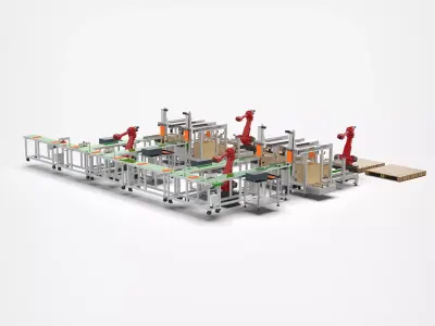 Automatic Packaging Sorting and Stacking Line 3D model
